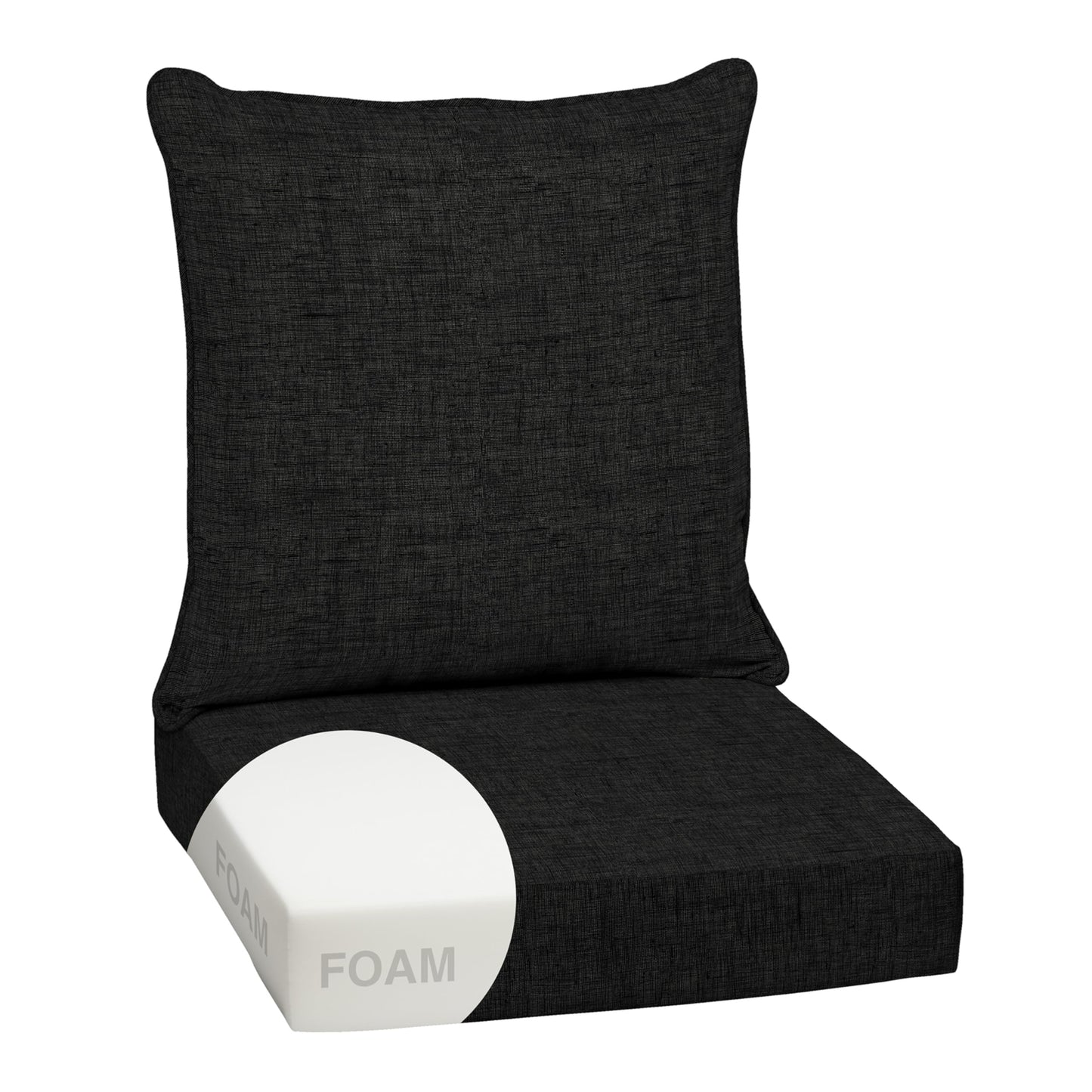 Arden Outdoor Foam Deep Seat Cushions Set, 24x24, Premium High-Density Foam, Never Flattens, Weather-Proof for Patio Chair Sofa Couch, Blue Shibori Stripe