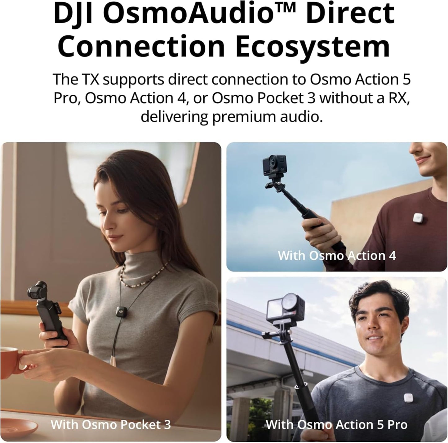 DJI Mic Mini (2 TX + 1 Mobile RX), Funkmikrofon für iPhone/Android, Plug & Play, kompakt & leicht, Modellübergreifende Kopplung, Premium-Audio, stabile Übertragung, Geräuschunterdrückung