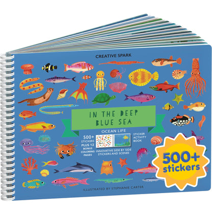 CUPKIN Animals Habitat 500+ Kids Sticker Book Toddler Airplane Travel Activity Coloring and Sticker Book, Road Trip Essentials, 12 Coloring Pages + 12 Scenes for Ages 2–8 Years