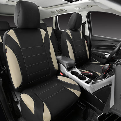 CAR Pass Neoprene Waterproof Two Front Car Seat Covers Set- Universal Fit for Vehicles, Airbag Compatiable(Black)