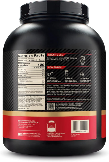 OPTIMUM NUTRITION Gold Standard 100% Whey Protein Powder, Double Rich Chocolate, 2.27kg - [packaging may vary]