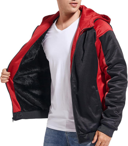Herren-Hoodie, schweres Fleece-Futter, verdickt, warm, mit Kängurutasche für Outdoor und Freizeit