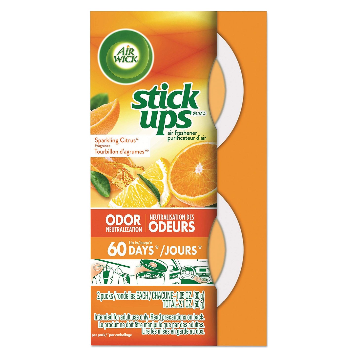 Airwick Stick Ups Air Freshener, Sparkling Citrus,Small Space Odor Eliminator, 2 Count