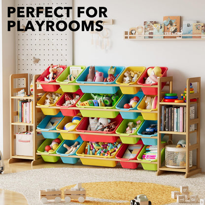 SpaceAid Toy Storage Organizer with 6 Shelves and 12 Bins, Bookshelf/Bookcase, Kids Bin Shelf, Toys Box for Playroom Organization for Bedroom & Room Decor, White, 52.3" W