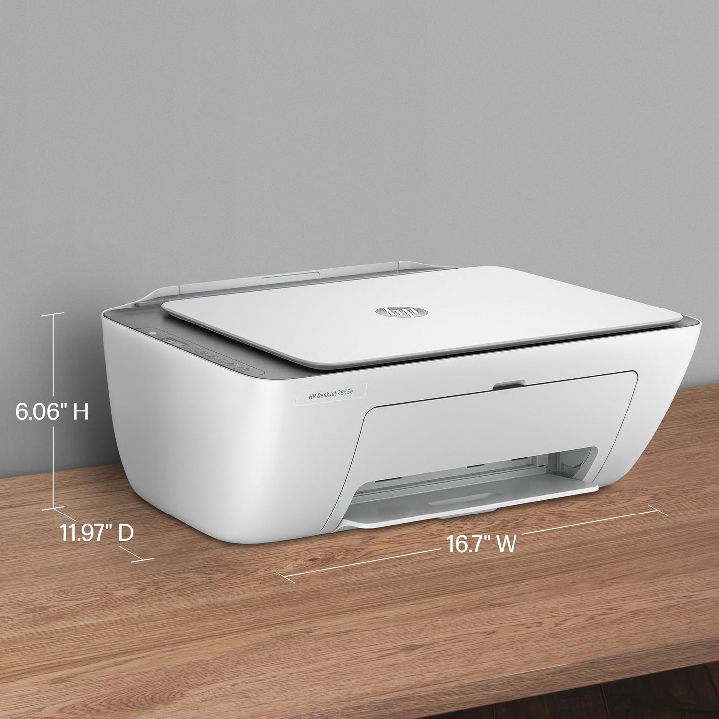 HP DeskJet 2855e kabelloser All-in-One Farb-Tintenstrahldrucker, Scanner, Kopierer, ideal für zu Hause, 3 Monate Instant Ink inklusive, Single-Band Wi-Fi Konnektivität (588S5A)