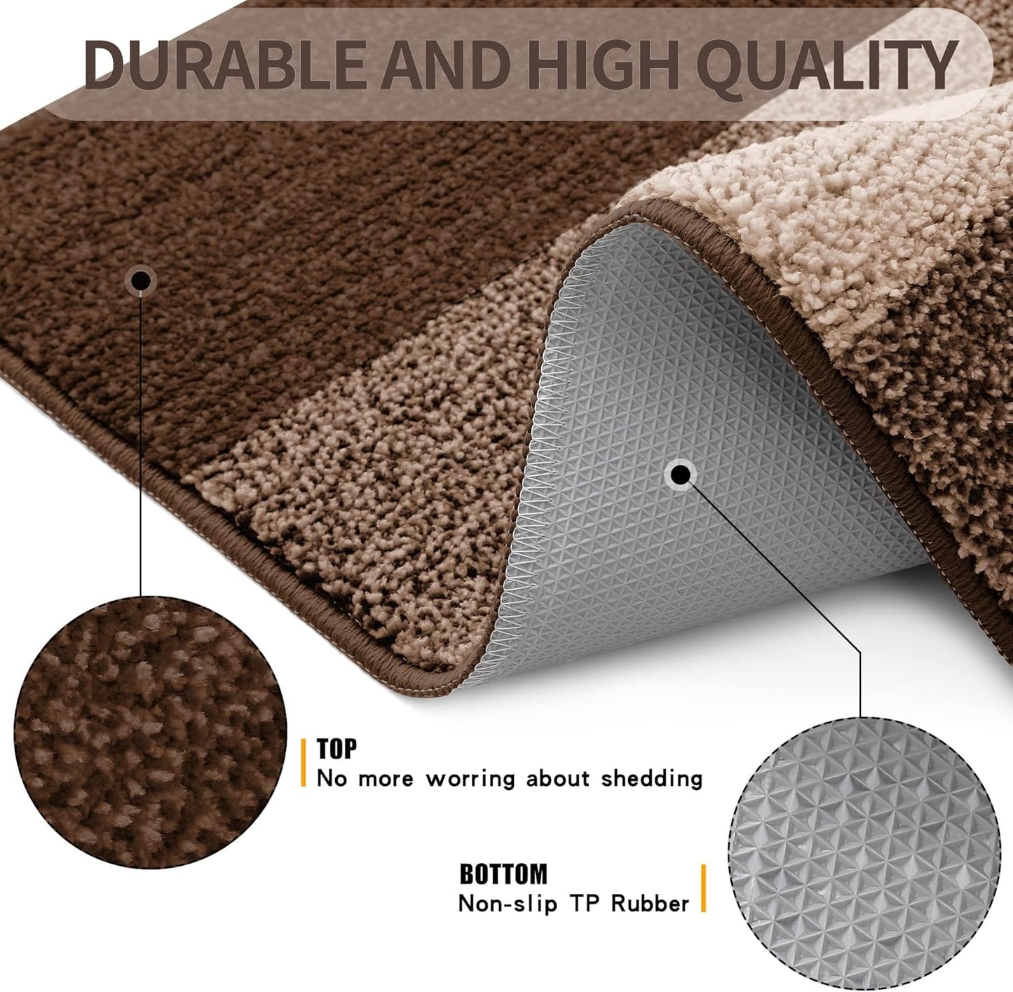Grandaily Fußmatte für Innenbereich, 50 x 80 cm, rutschfest, Schmutzfänger, saugfähig, für die Haustür, waschbar, gestreift, für den Innenbereich, flach, Willkommensmatte, Eingangsmatte, Grau