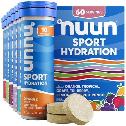 Nuun Sport Electrolyte Tablets with Magnesium, Calcium, Potassium, Chloride & Sodium, Gluten Free & Vegan, Mixed Flavors, 48 Pack (40 Servings Total)