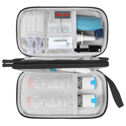 Elonbo Kit Bag, EpiPen Carrying Case, Travel Medicine Kit for 2 Epi Pens or Auvi Q, Asthma Inhaler, Nasal Spray, Allergy Meds, Diabetic Supplies, Ventolin Inhaler Organize Holder Case, Black