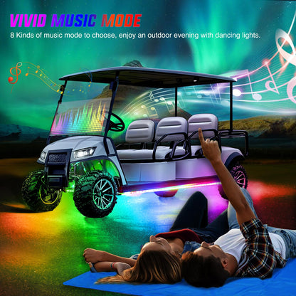 Nilight 6PCS Golf Cart Underbody Light Kit with Canopy Lights Dream Color Multi-Mode Neon Accent Lighting APP Remote Control Sound Active Music Sync IP67 Waterproof 12V-66V for EZGO Yamaha Club Car