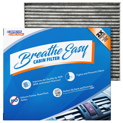 Spearhead Odor Defense Breathe Easy AC & Heater Cabin Filter | Fits Select 2016-2025 Toyota, Lexus, Subaru, 2016-2023 CX-9 Like OEM | Up to 25% Longer Lasting w/Activated Carbon (BE-157)