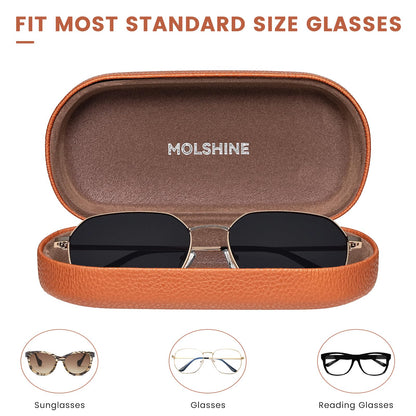 molshine Hartschalen-Leder-Sonnenbrillenetui, klassisches großes Brillenetui für Damen und Herren, Sonnenbrille (Schwarz)