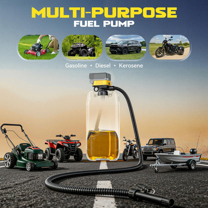 DIYtoolifz 5 GPM Cordless Fuel Transfer Pump Compatible with DeWalt 20V & Milwaukee 18V Batteries, Portable Gas Can Pump with 51" Hose, 5 Adapters, Gas Pump for Diesel, Gasoline (Bare Tool)