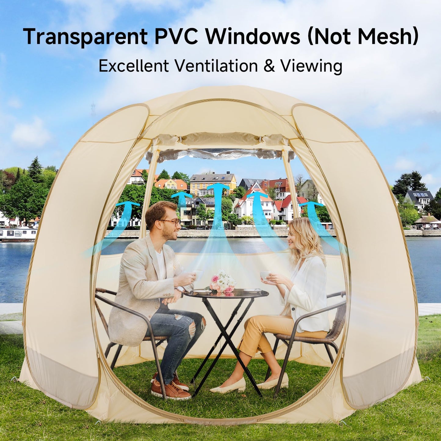 Alvantor Pop Up Screen House Tent, Instant Outdoor Gazebo with Mosquito Netting & UPF 50+ Sun Protection, Portable Canopy Shelter for Patio, Backyard, Camping (2-10 Person)