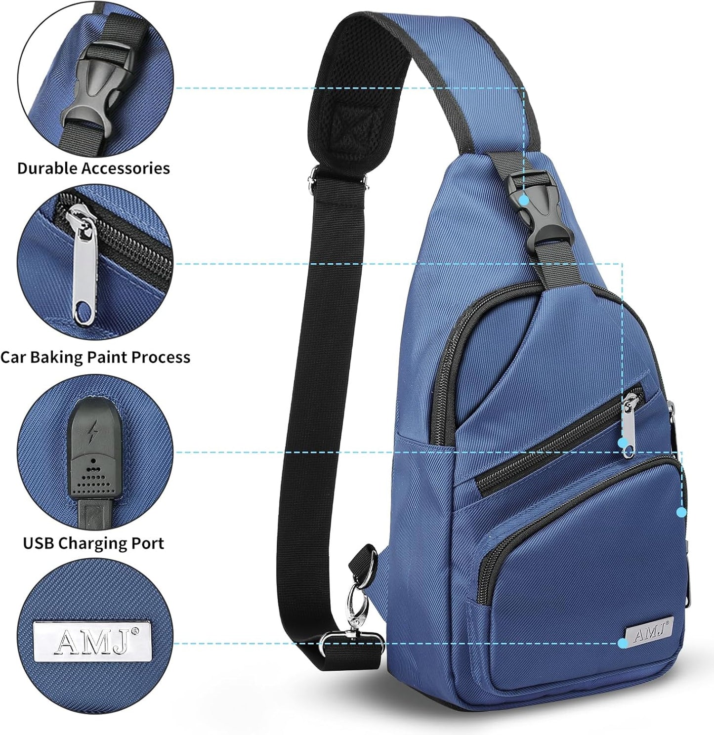 AMJ Sling Bag für Wandern und Outdoor, Umhängetasche, Reise-Brusttasche Daypack für Damen & Herren