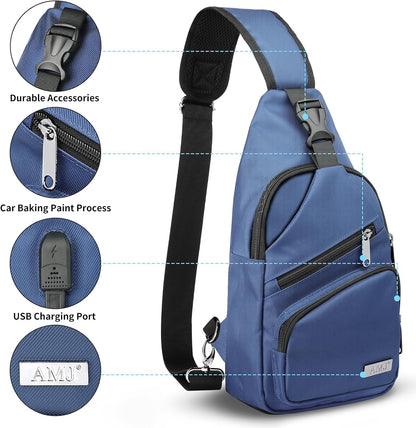 AMJ Sling Bag für Wandern und Outdoor, Umhängetasche, Reise-Brusttasche Daypack für Damen & Herren