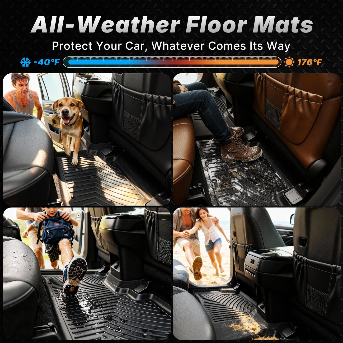 OEDRO Floor Mats Fit for Toyota Camry 2011-2007, Custom Fit Front & 2nd Row Floor Liner Set, TPE All Weather Protection Camry Car Mats, Black
