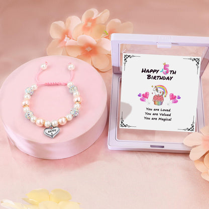 Sereney 5 Jahre altes Mädchen Geburtstagsgeschenkideen, verstellbares rosa-weißes Perlenarmband als Fünf-Jahres-5-Jahre-altes 5. Geburtstagsgeschenk für Teenager-Mädchen, Tochter, Nichte, Enkelin