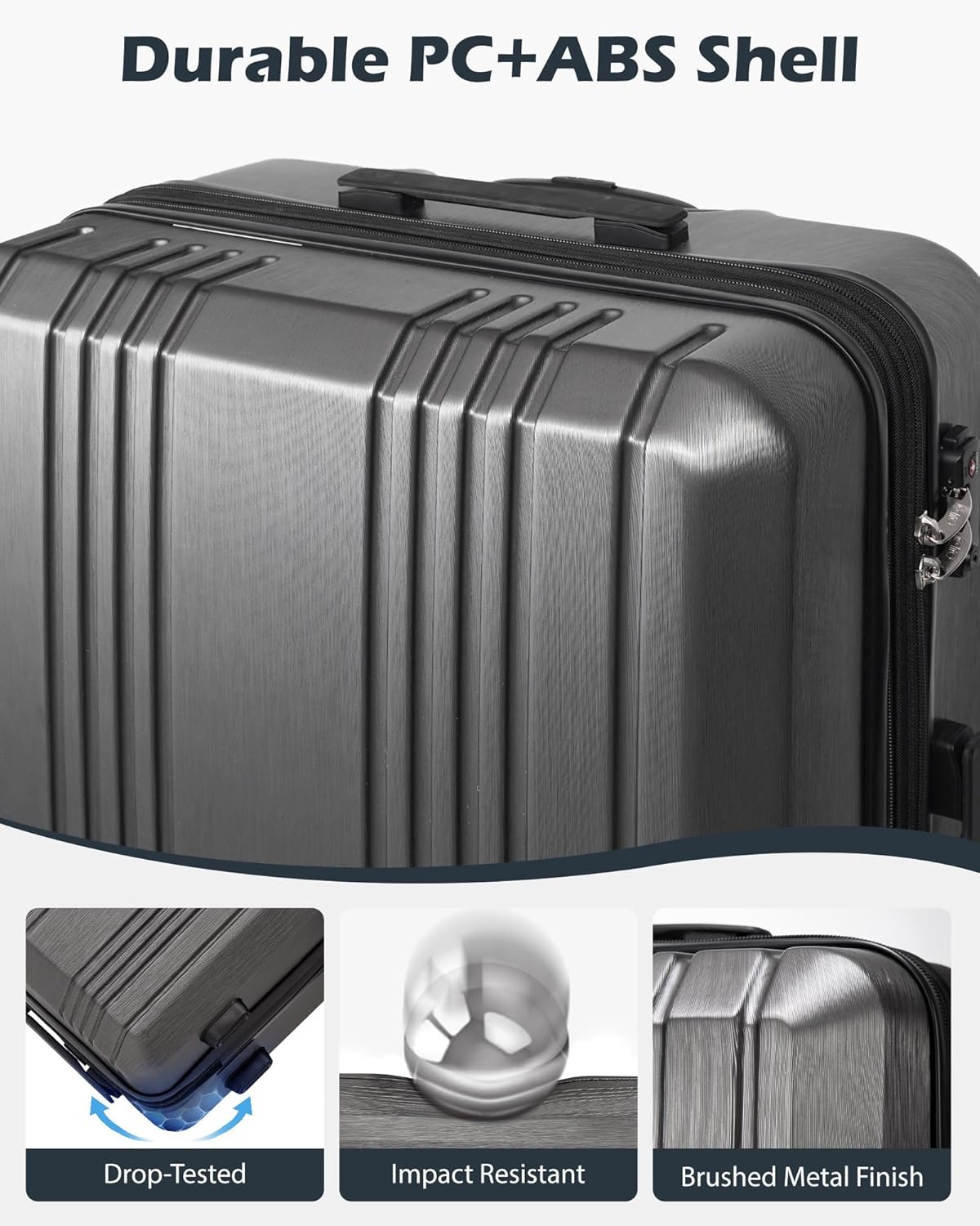 Coolife Koffer PC+ABS mit TSA-Schloss Rollkoffer Hartschale Leichtgewicht 20 Zoll 24 Zoll 28 Zoll (Orange, S (20 Zoll_Handgepäck))