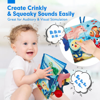 hahaland Babybücher 0-6 Monate, Bauchzeit Spielzeug für Säuglinge, sensorisches Spielzeug 6 bis 12 Monate, Fühlbuch, Reisespielzeug, Geschenke für Jungen und Mädchen 0-3 Monate, Babyparty, Geburtstag, Osterkorbfüller (Einzeln)