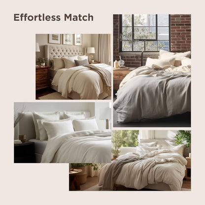 Funda nórdica blanca Bedsure, tamaño Queen, 3 piezas, aspecto de algodón prelavado, juego de cama extrasuave, incluye 1 funda nórdica de 228 x 228 cm con cierre de cremallera y 2 fundas de almohada, edredón no incluido