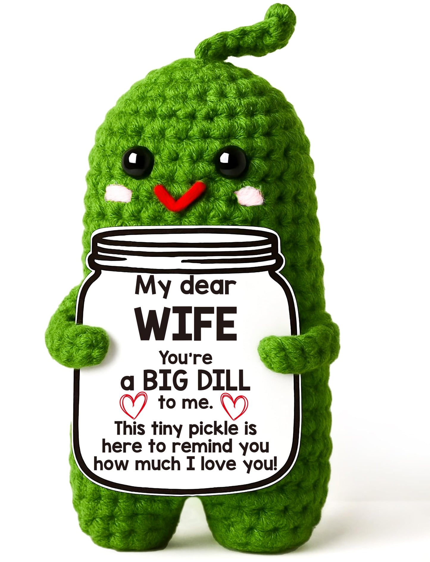 MAMAGIFTREE Fathers Day Dad Birthday Gifts from Daughter or Son,Handmade Crochet Pickle -I Love Best Daddy Ever Gift Thank You Daddy Funny Emotional Care Desk Decor