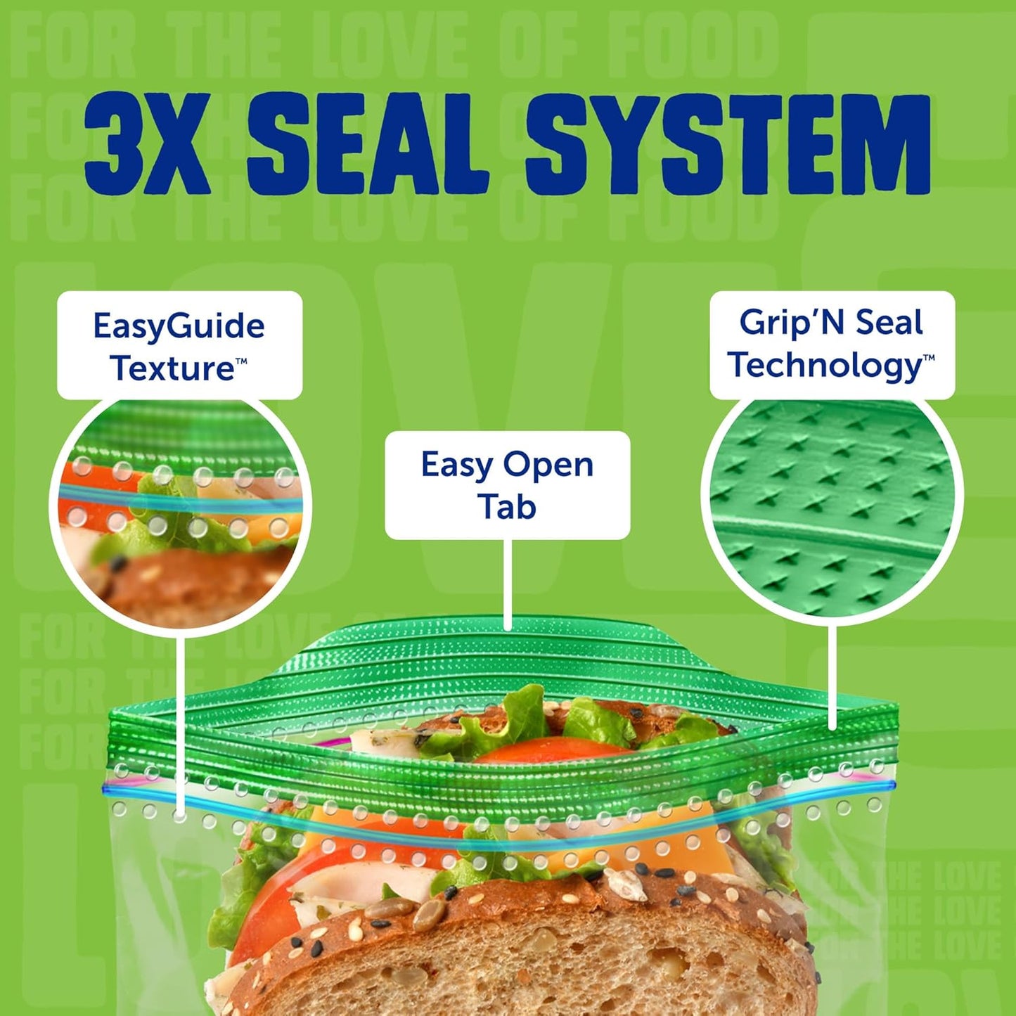 Bolsas Ziploc para sándwiches para frescura en movimiento, tecnología Grip 'n Seal para un agarre, apertura y cierre más fáciles, 90 unidades