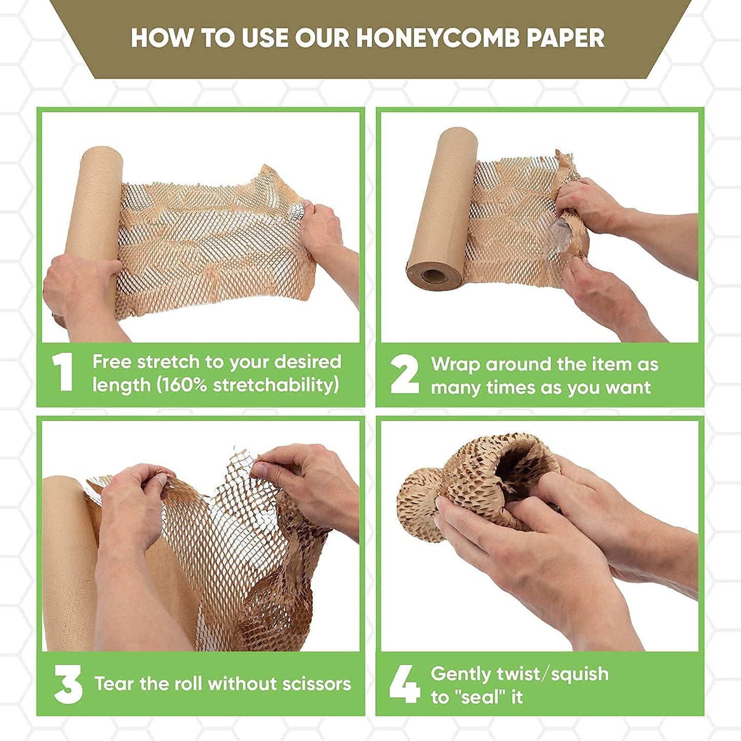 30,5cm x 30,5m Wabenpolsterpapier, Umzugszubehör. Umweltfreundliche Luftpolsterfolie zum Verpacken zerbrechlicher Gegenstände. Packpapier für Umzüge. Versandmaterial aus Kraftpapier.