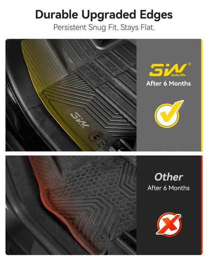 3W Floor Mats for Toyota Tacoma 2024 2025 2026 Double Cab Auto Tran(Not Fit Hybrid & XtraCab), TPE All Weather Custom Fit Floor Liner for Tacoma TRD/SR/SR5/limited Car Liners.