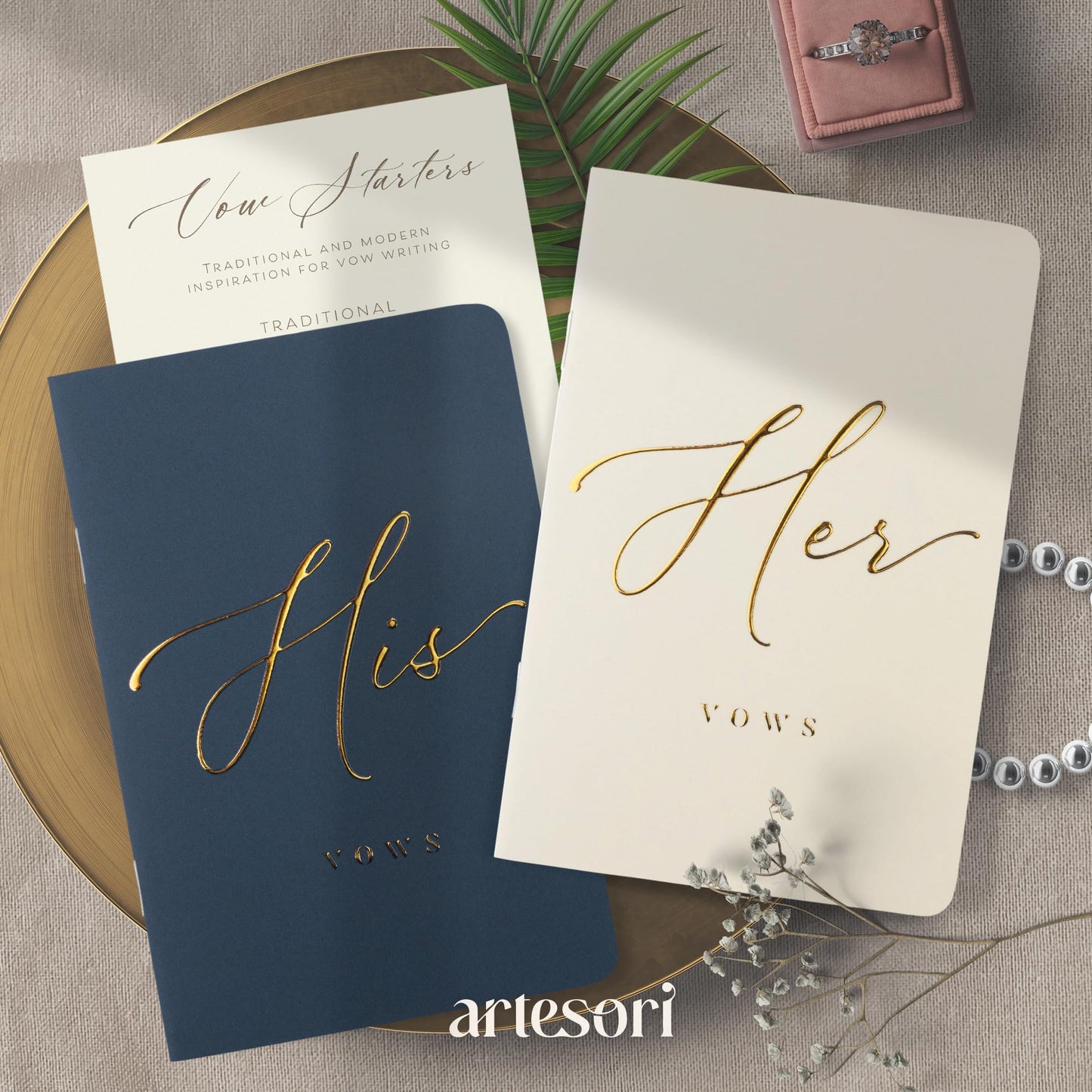 ARTESORI Premium Ehegelübde-Buch für Sie & Ihn, Soft-Touch, Goldfolie, 28 linierte Seiten, Ehegelübde-Bücher für Sie und Ihn, Hochzeits-Essentials, Hochzeits-Geschenkideen, Geschenke für Sie und Ihn [Weiß & Schwarz]