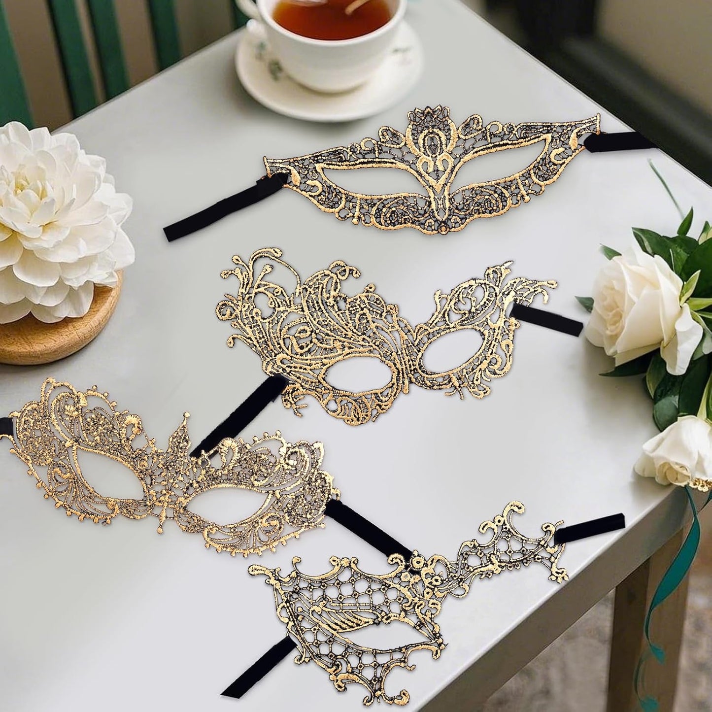 8Pcs Mardi Gras Masquerade Mask for Women Vintage Antique Lace Venetian Mask for Halloween Masquerade Party