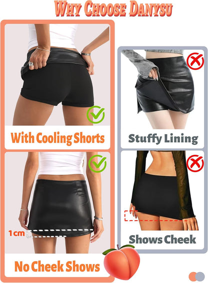Danysu Dehnbare Mini Skorts Mid Waist Rock mit Shorts Seitenschlitz 2025 Sport Alltag Ausgeh-Outfits