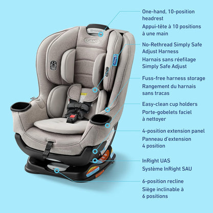 Graco Extend2Fit Kindersitz, 2-in-1 vorwärts- und rückwärtsgerichteter Babysitz, 1,8-30 kg (4-65 lb), Carter