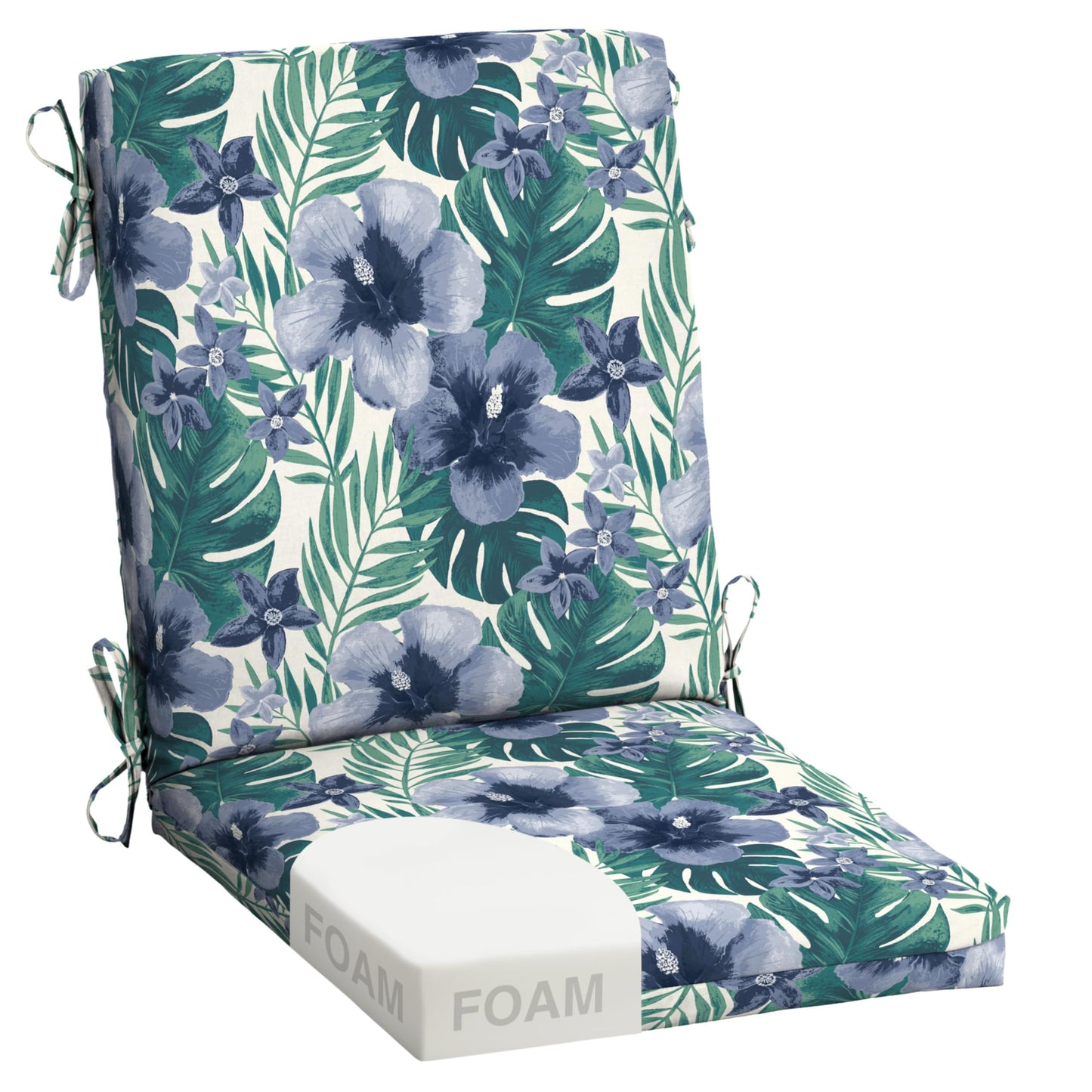 Arden 2-Pack Outdoor Patio Dining Chair Cushion, 20x44, Rain-Proof Seat Pad, Fade-Resistant Outdoor Cushion Black Cabana Stripe