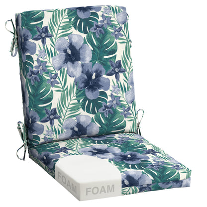 Arden 2-Pack Outdoor Patio Dining Chair Cushion, 20x44, Rain-Proof Seat Pad, Fade-Resistant Outdoor Cushion Black Cabana Stripe