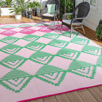 Lahome Outdoor Rugs 8x10 Waterproof, Reversible Outdoor Plastic Straw Rug for Camping Patio, RV Outdoor Rugs Outside, Outdoor Carpet for Porch Deck Backyard Picnic(Blue/Yellow,8'x 10')