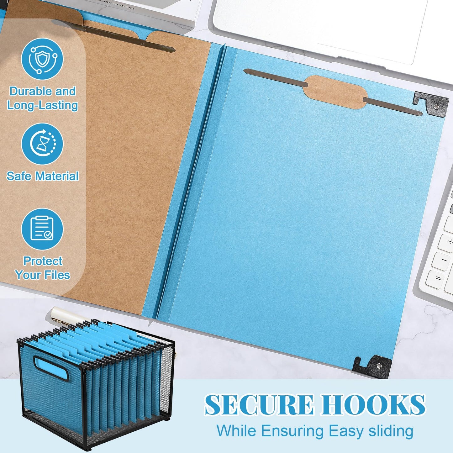 Henoyso 10 Pcs Hanging Classification File Folders, Letter Size Red Folders with 3 Pressboard Dividers, 8 Fasteners, 4 Inch Expansion, 1/3-cut Top Tab for Medical Records and File Cabinet Organizer