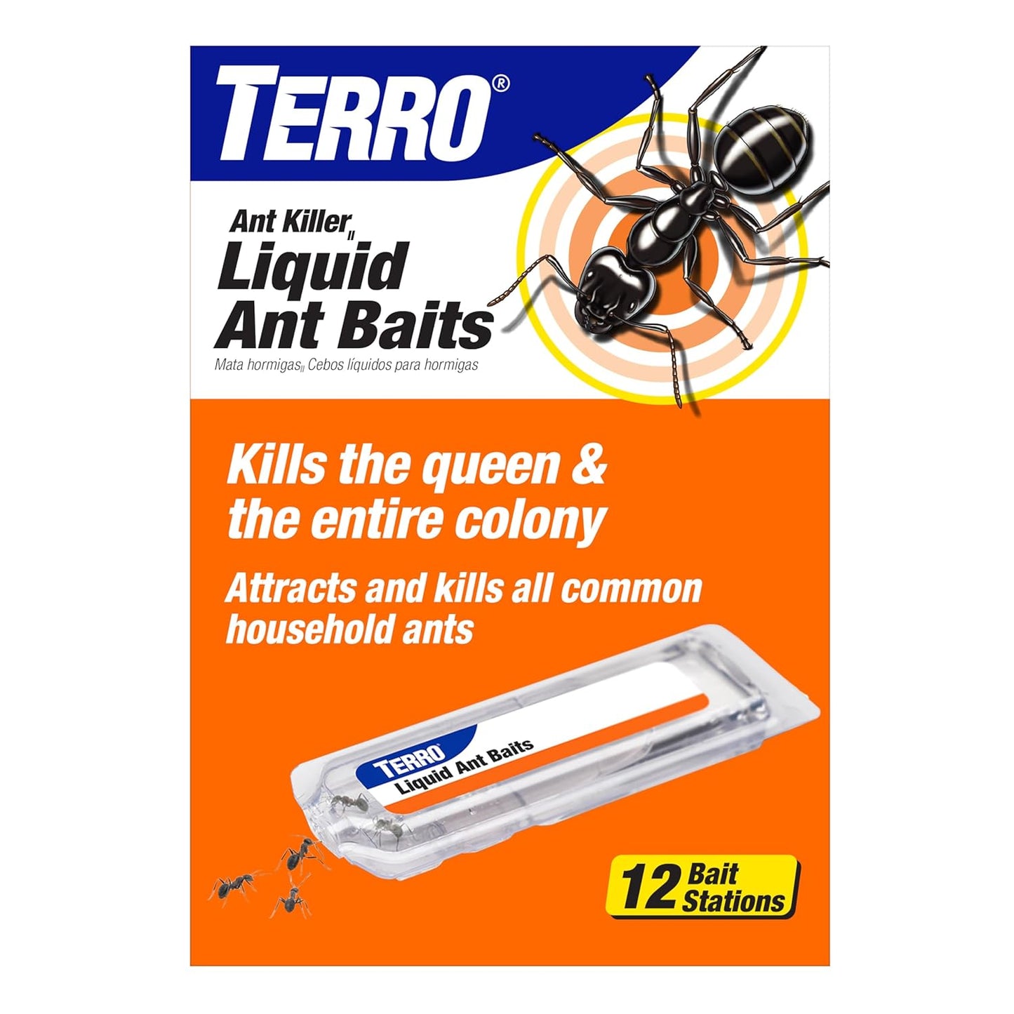 TERRO T300B Liquid Ant Killer Bait Stations 12-Pack - Indoor Ant Traps with Borax Formula, Kills the Queen & the Entire Colony