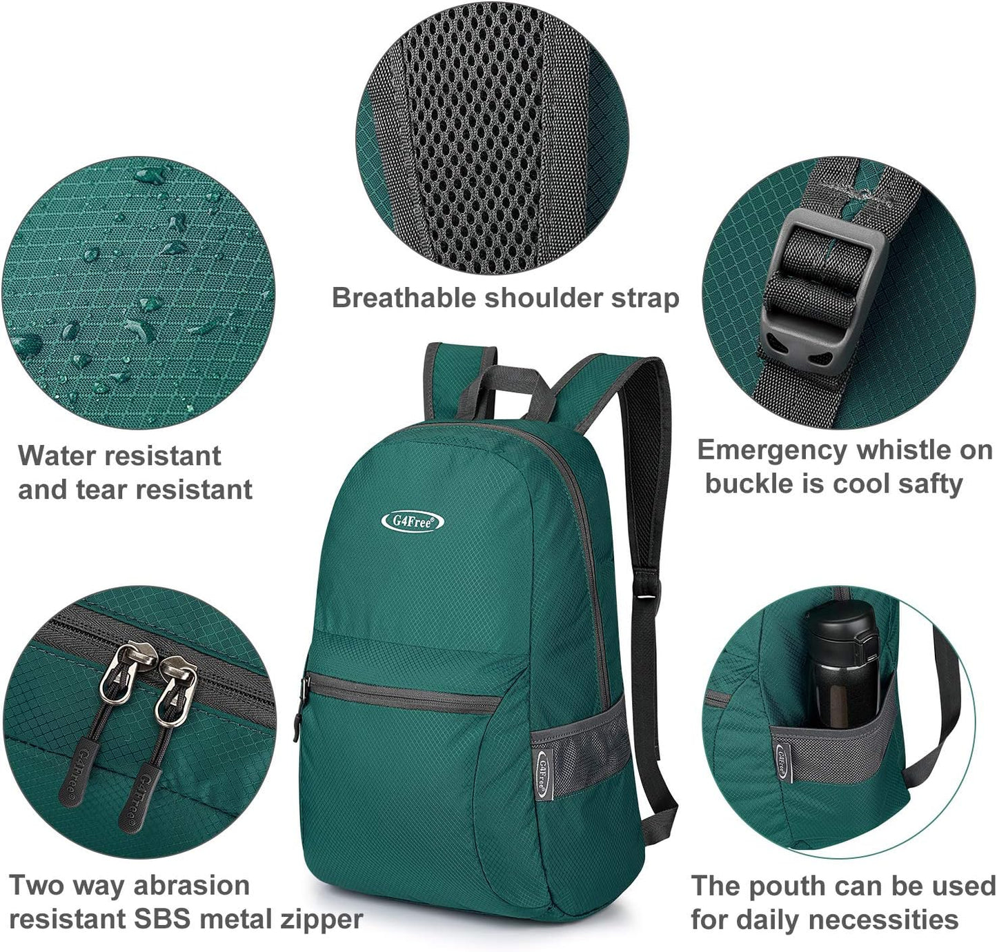 G4Free 20L Lightweight Packable Backpack Foldable Travel Hiking Daypack for Men and Women