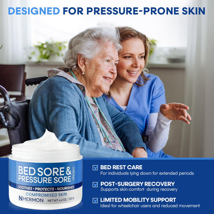 Hermon Bed Sore & Pressure Sore Fast Healing Cream – Skin Care Cream for Compromised Skin, Helps Support Healing of Bed Sores, Pressure Sores, Chafing, Minor Burns & Sunburn