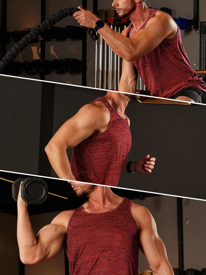 TACVASEN Herren Tanktops Schnelltrocknend Ärmelloses Workout Muskelshirt Sport Bodybuilding Fitness Performance T-Shirts