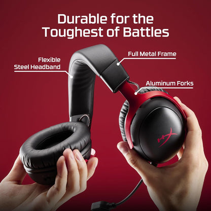 HyperX Cloud III S – Wireless Gaming Headset for Multi-Platform, 2.4GHz, Bluetooth, Battery Life up to 120 Hours 2.4GHz / 200 Hours Bluetooth, 53mm Angled Drivers, Detachable Mic – Black