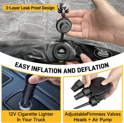Umbrauto Car Air Mattress Backseat| Inflatable Truck Back Seat Camping Airbed for SUV Rear Seat, Blow Up Sleeping Travel Bed for Van Trunk with Pump & Pillows