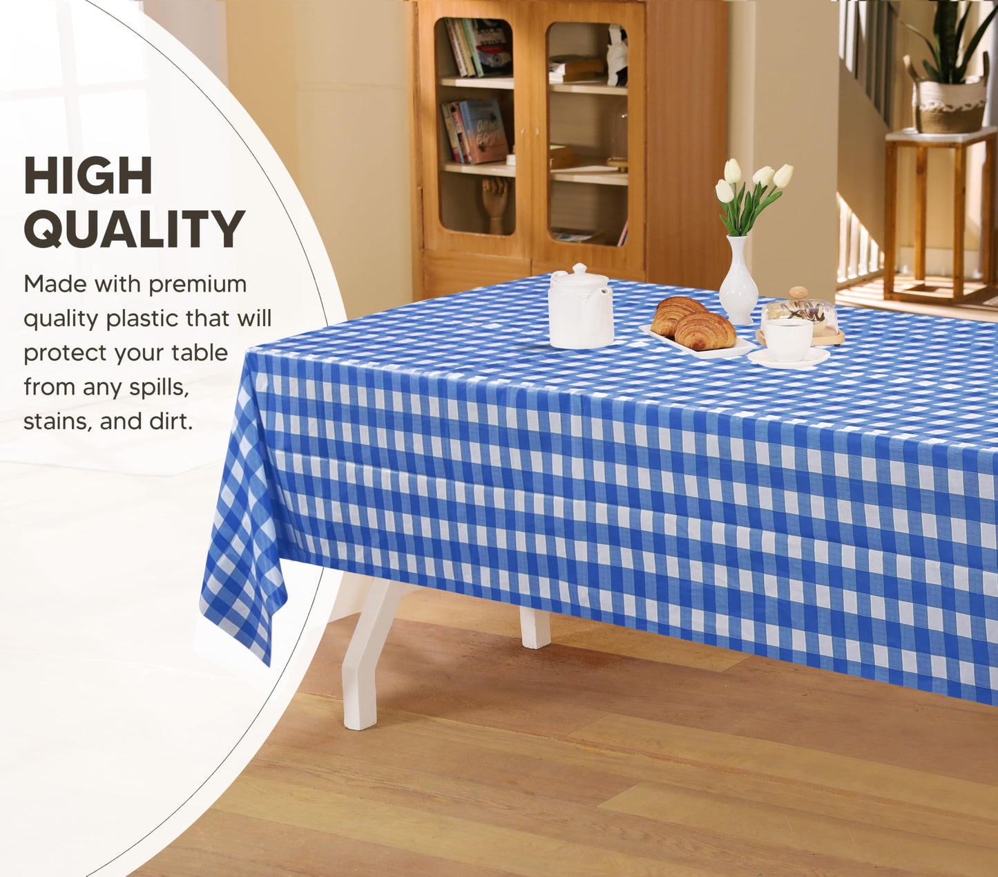Utopia Kitchen Einweg-Tischdecke aus Kunststoff (12er Pack – 137x274 cm) Weiß Rechteckige Tischdecke Wasserdicht Schmutzabweisend Party-Tischdecke