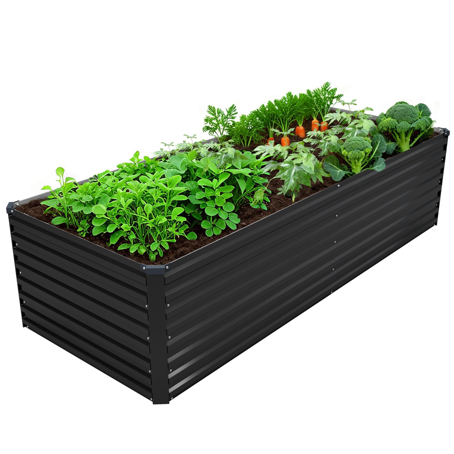 DIIYIV Galvanized Raised Garden Bed Kit Outdoor Patio,6x3x2ft Large Rectangular Metal Planter Boxes,Deep Root Box Planter for Gardening,Vegetables,Flowers,Herbs-Silver