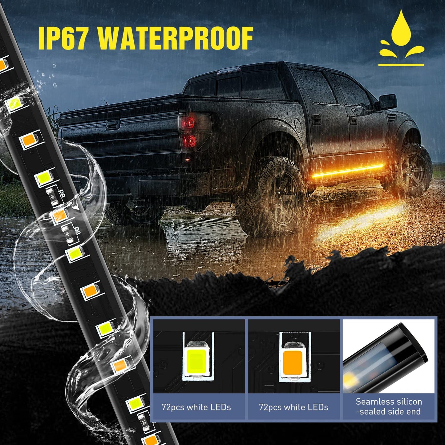 Nilight 4Pcs Car Underglow Neon Accent Strip Lights 252 LEDs RGB 8 Color Sound Active Function Music Mode with Wireless Remote Control Underbody Light Strips for Cars Van SUV Truck