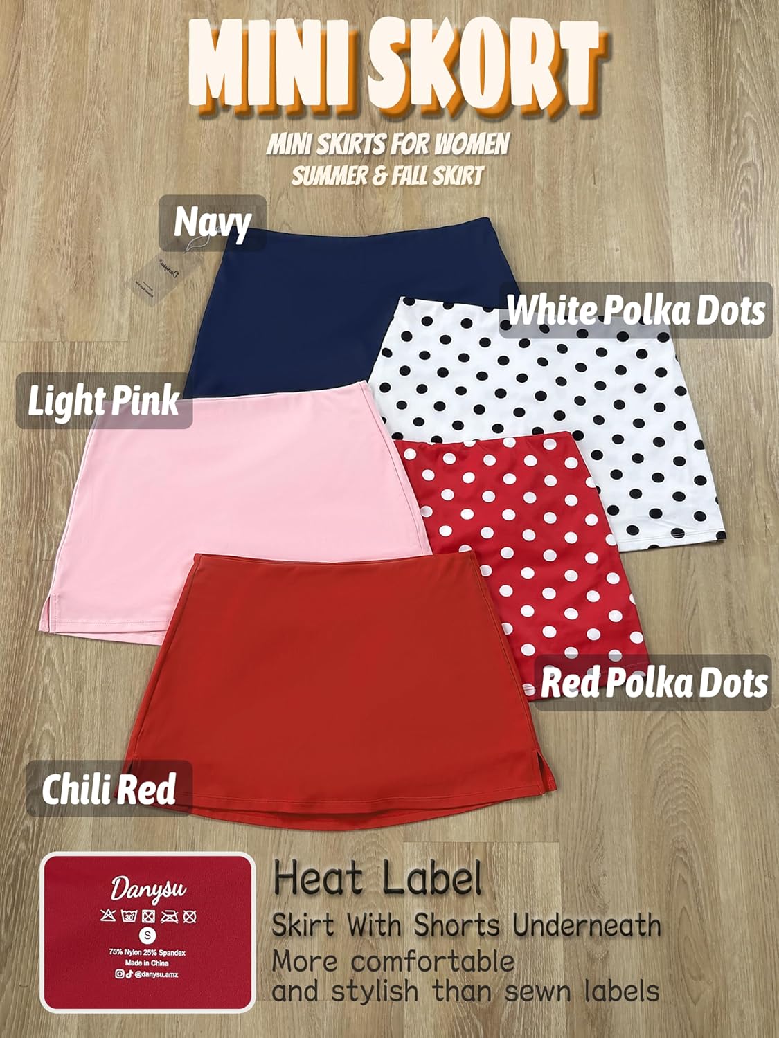 Danysu Dehnbare Mini Skorts Mid Waist Rock mit Shorts Seitenschlitz 2025 Sport Alltag Ausgeh-Outfits
