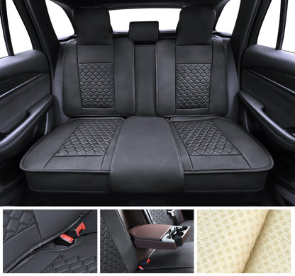 Elantrip 2PCs Front Car Seat Covers Leather Water Proof Seat Protector Universal fit for Most Cars SUVs and Trucks Black