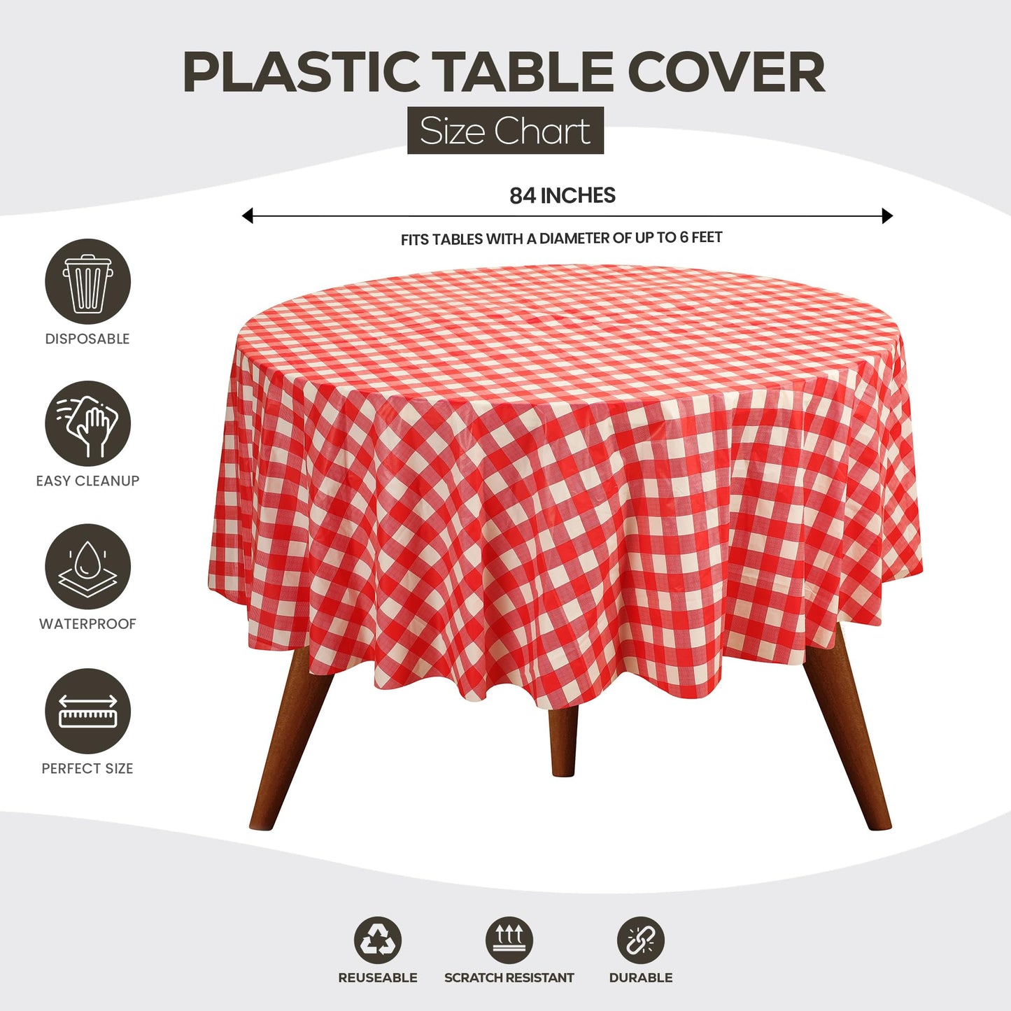 Utopia Kitchen Einweg-Tischdecke aus Kunststoff (12er Pack – 137x274 cm) Weiß Rechteckige Tischdecke Wasserdicht Schmutzabweisend Party-Tischdecke