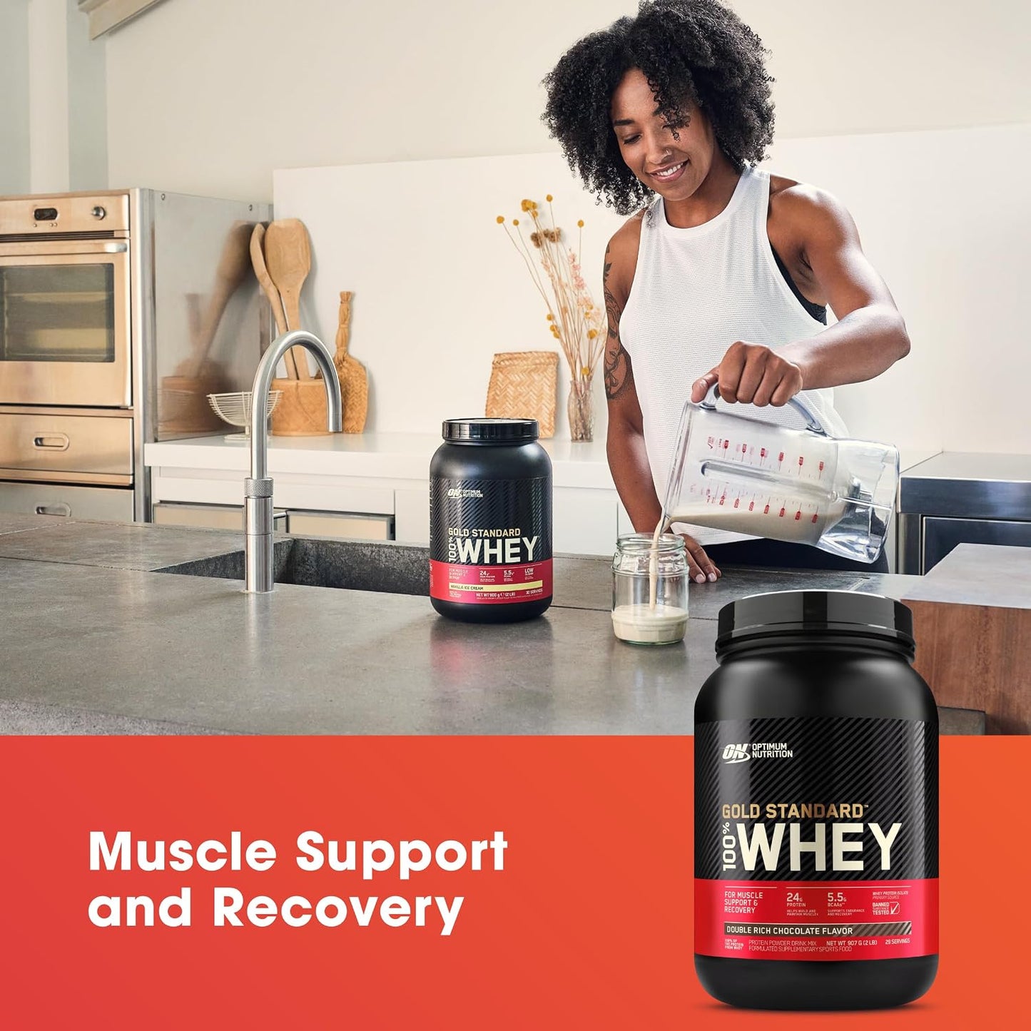 OPTIMUM NUTRITION Gold Standard 100% Whey Protein Powder, Double Rich Chocolate, 2.27kg - [packaging may vary]