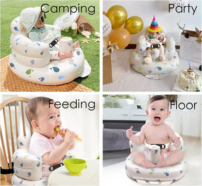 Aufblasbarer Babysitz, aufblasbarer Babystuhl für Babys ab 3 Monaten, aufblasbarer Sommerstuhl mit integrierter Luftpumpe, Baby-Bodensitz zum Sitzenlernen, Spielen, Campen, Orange